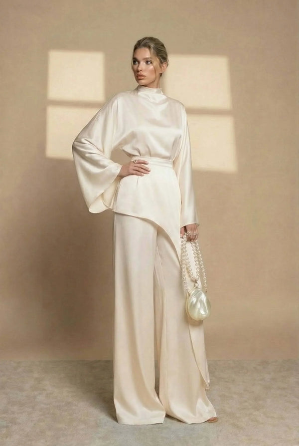 Nadia Asymmetric High-Neck Two-Piece Set