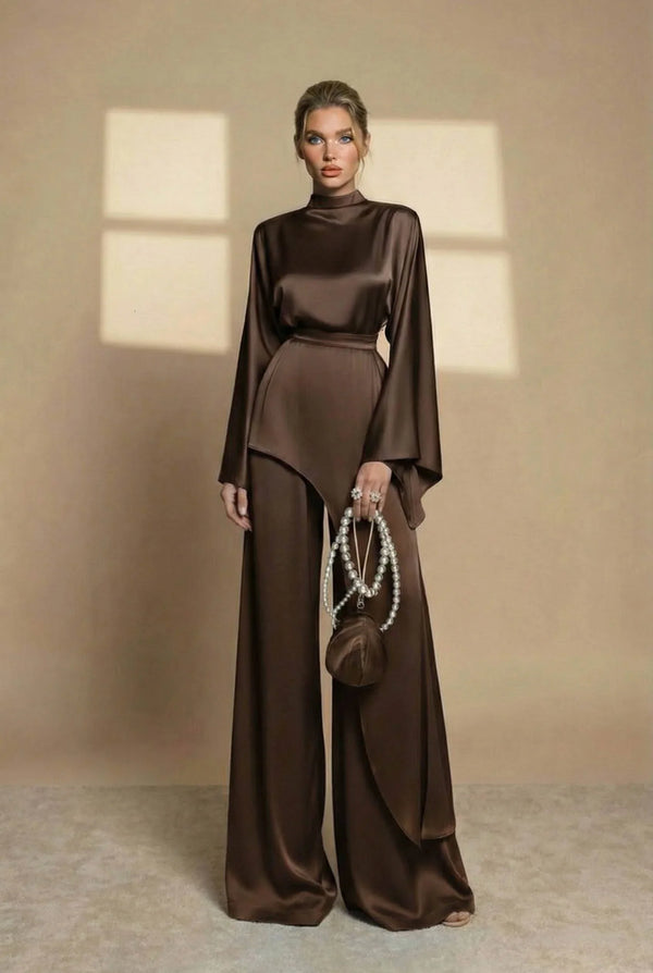 Nadia Asymmetric High-Neck Two-Piece Set