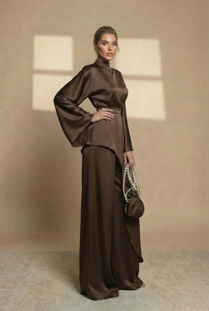 Nadia Asymmetric High-Neck Two-Piece Set