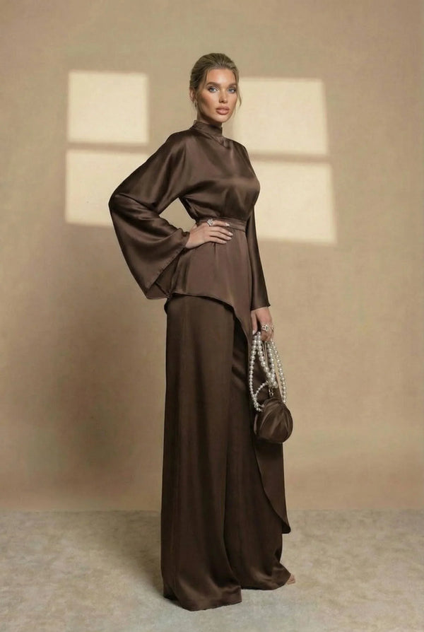 Nadia Asymmetric High-Neck Two-Piece Set