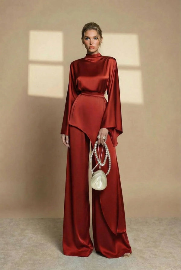 Nadia Asymmetric High-Neck Two-Piece Set