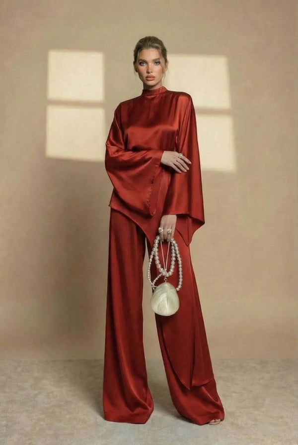 Nadia Asymmetric High-Neck Two-Piece Set