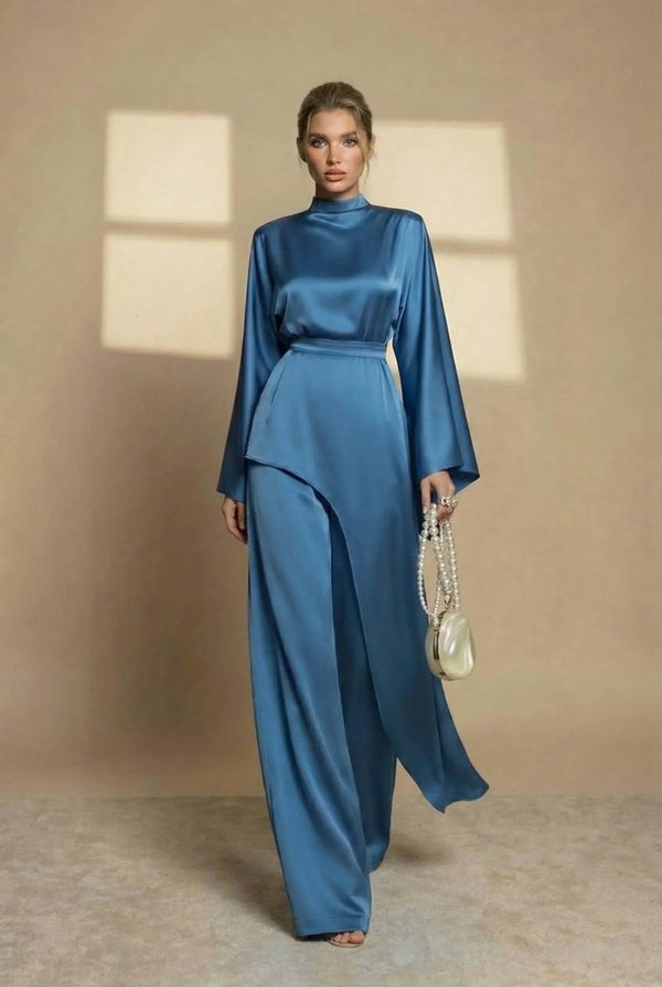 Nadia Asymmetric High-Neck Two-Piece Set