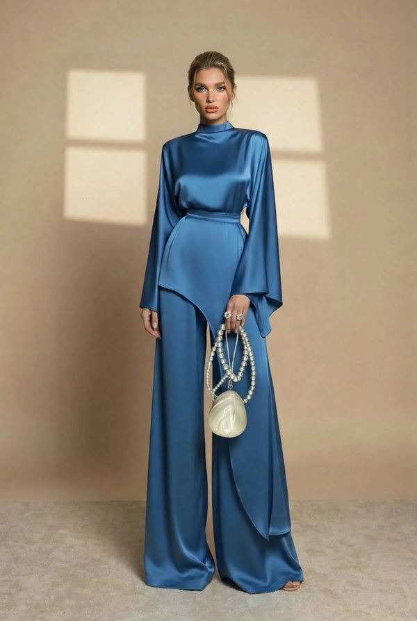 Nadia Asymmetric High-Neck Two-Piece Set