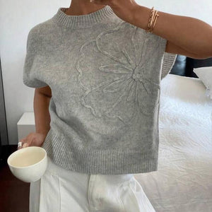 Gisèle 3D Floral Knit Vest Cardigan