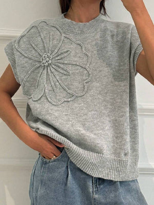 Gisèle 3D Floral Knit Vest Cardigan