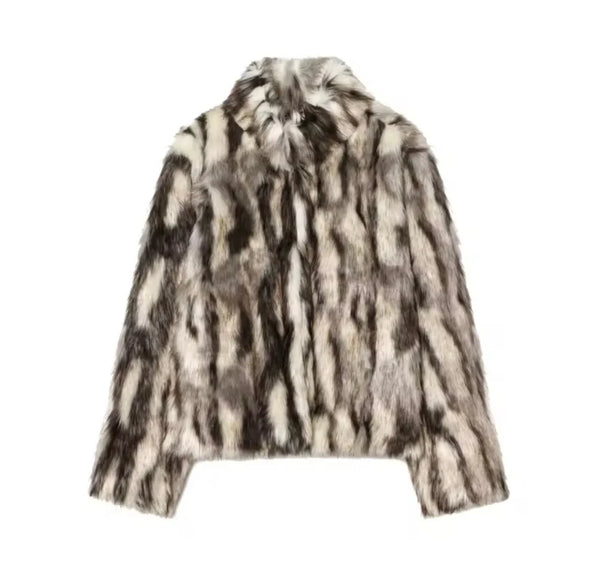 Aurore Animal Print Faux Fur Statement Coat
