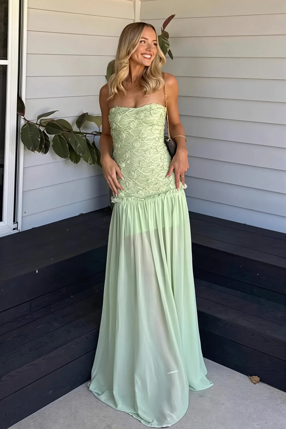 Élodie Floral Bodice Chiffon Maxi Dress