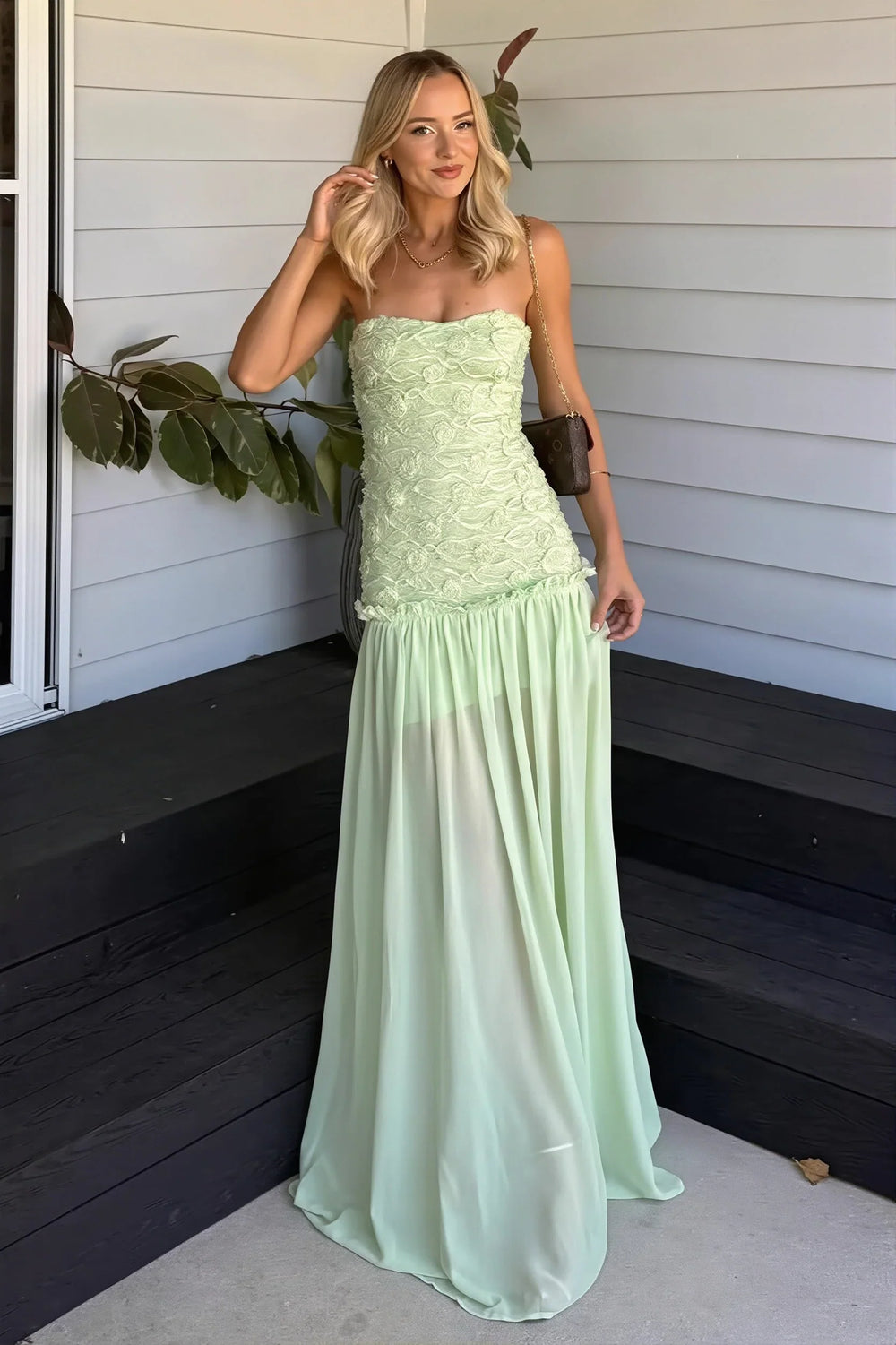 Élodie Floral Bodice Chiffon Maxi Dress