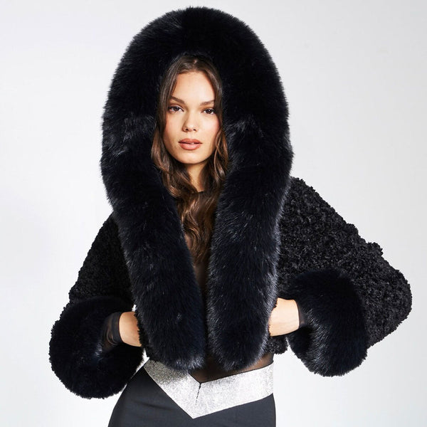 Cynthia | Women's Faux Fur Cropped Hooded Coat