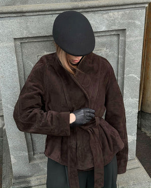 Margot Belted Suede Peplum Jacket
