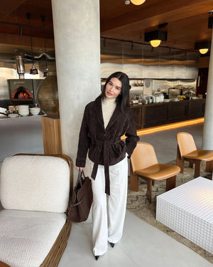 Margot Belted Suede Peplum Jacket