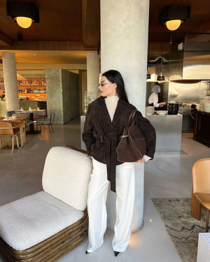 Margot Belted Suede Peplum Jacket