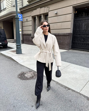 Margot Belted Suede Peplum Jacket