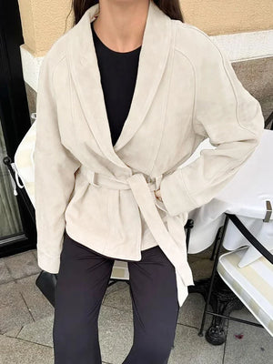 Margot Belted Suede Peplum Jacket