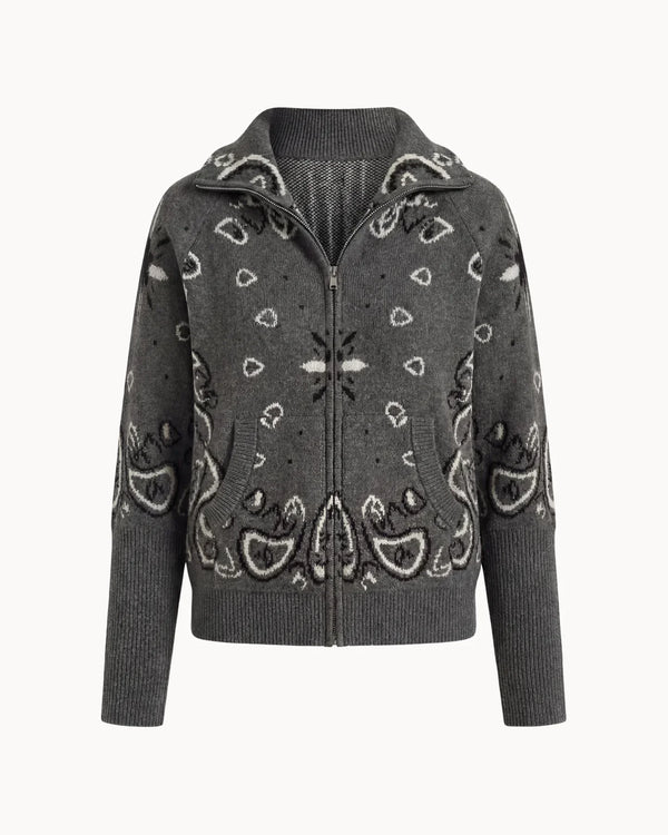 Delaney | Women's Paisley Zip Up Knit Cardigan