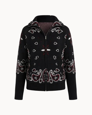 Delaney | Women's Paisley Zip Up Knit Cardigan