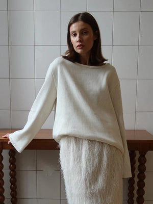 Giselle | Women's Oversized Crew Neck Backless Knit Sweater