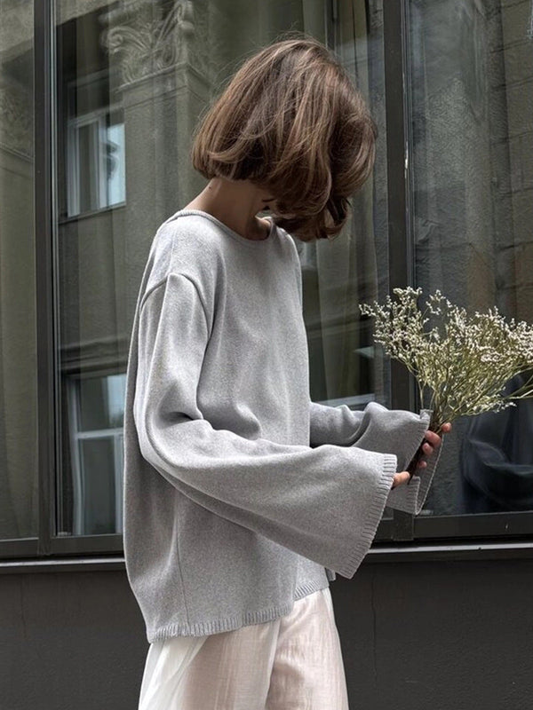 Giselle | Women's Oversized Crew Neck Backless Knit Sweater