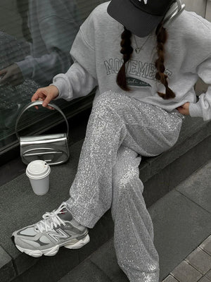 Monique Sequin Wide-Leg Party Trousers