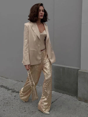 Monique Sequin Wide-Leg Party Trousers