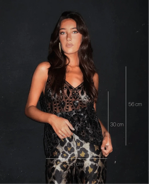 Monique Embellished Sheer Mesh Cami Party Top