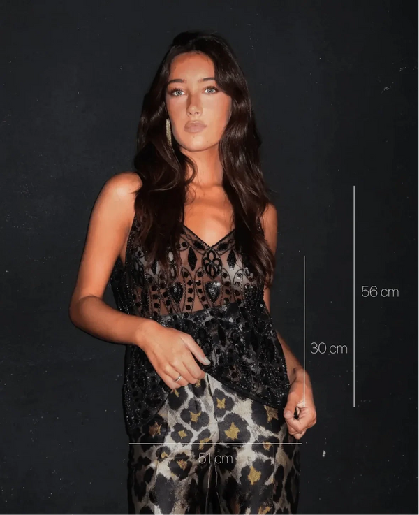 Monique Embellished Sheer Mesh Cami Party Top