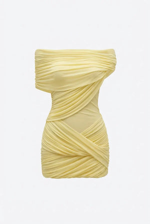 Celeste Ruched Mesh Mini Dress
