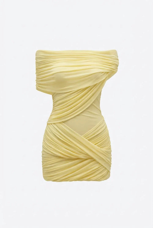 Celeste Ruched Mesh Mini Dress