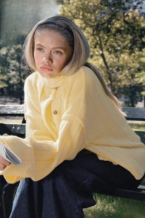 Claudette Ribbed Knit Button-Front Cardigan