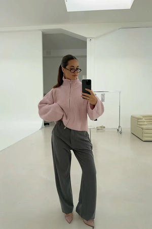 Pauline Oversized Zip Knit Sweater