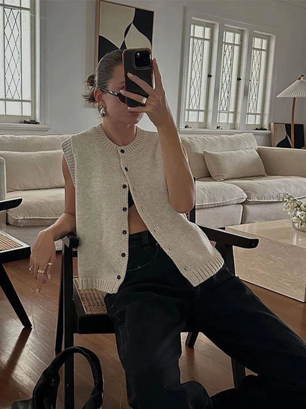 Kylie | Women's Button Front Knitted Vest Cardigan
