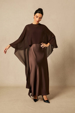 Lainey | Women's Batwing Cape Sleeve Formal Maxi Dress
