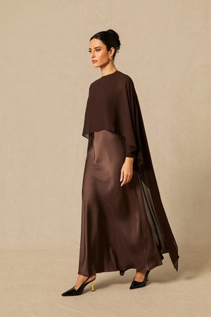 Lainey | Women's Batwing Cape Sleeve Formal Maxi Dress