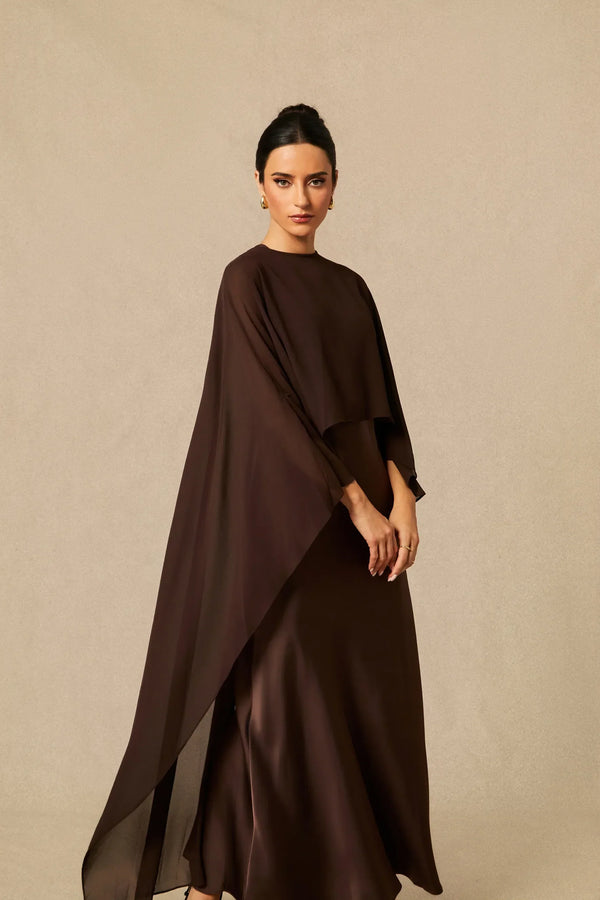 Lainey | Women's Batwing Cape Sleeve Formal Maxi Dress