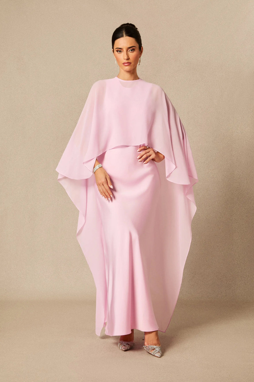 Lainey | Women's Batwing Cape Sleeve Formal Maxi Dress
