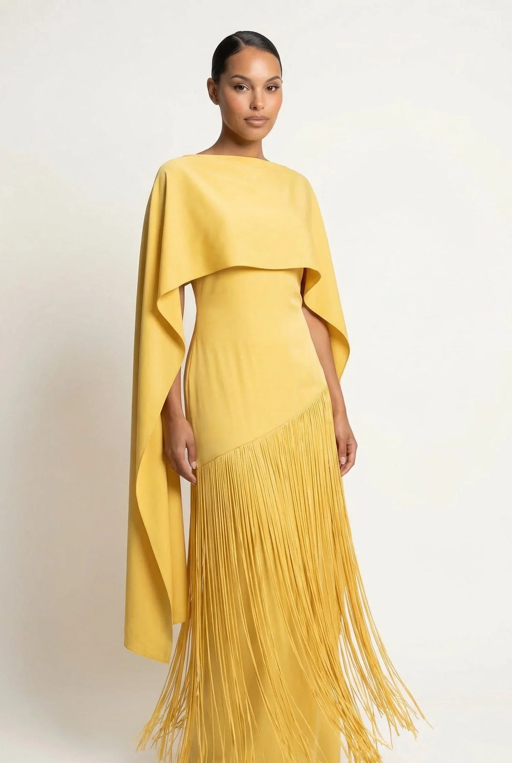 Vivienne Cape Fringe Maxi Gown