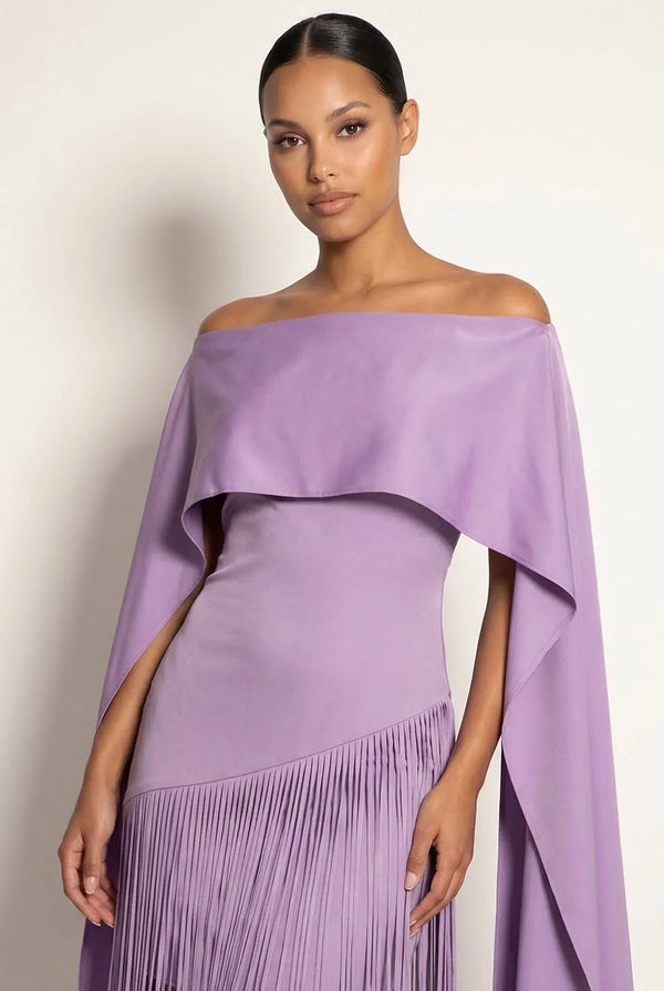 Vivienne Cape Fringe Maxi Gown