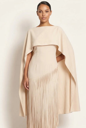 Vivienne Cape Fringe Maxi Gown