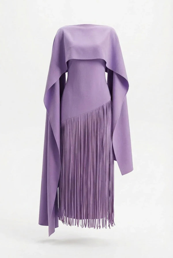Vivienne Cape Fringe Maxi Gown