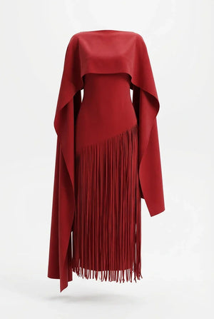 Vivienne Cape Fringe Maxi Gown