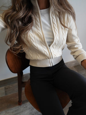 Vera High-Neck Zip Knit Cardigan