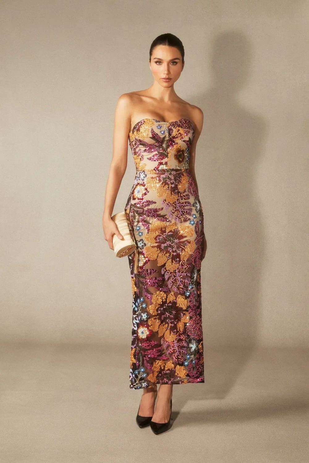 Novalee | Women's Strapless Floral Bodycon Maxi Dress