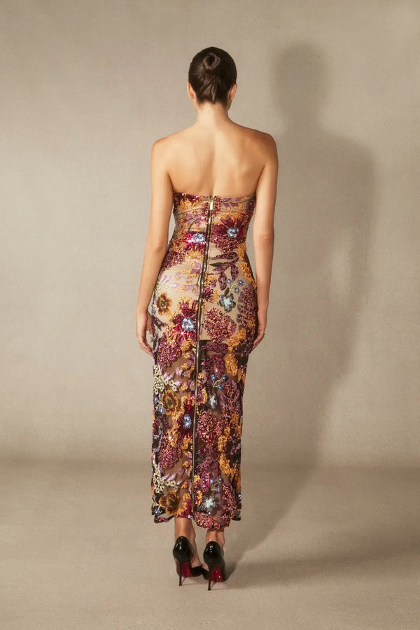 Novalee | Women's Strapless Floral Bodycon Maxi Dress