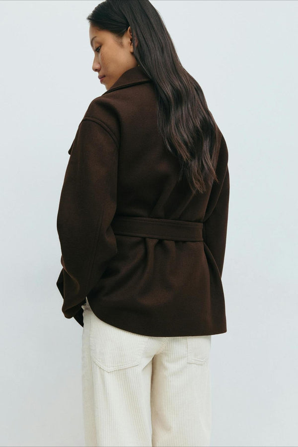 Pearl | Women's Belted High Neck Wrap Jacket Coat