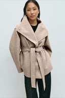 Pearl | Women's Belted High Neck Wrap Jacket Coat
