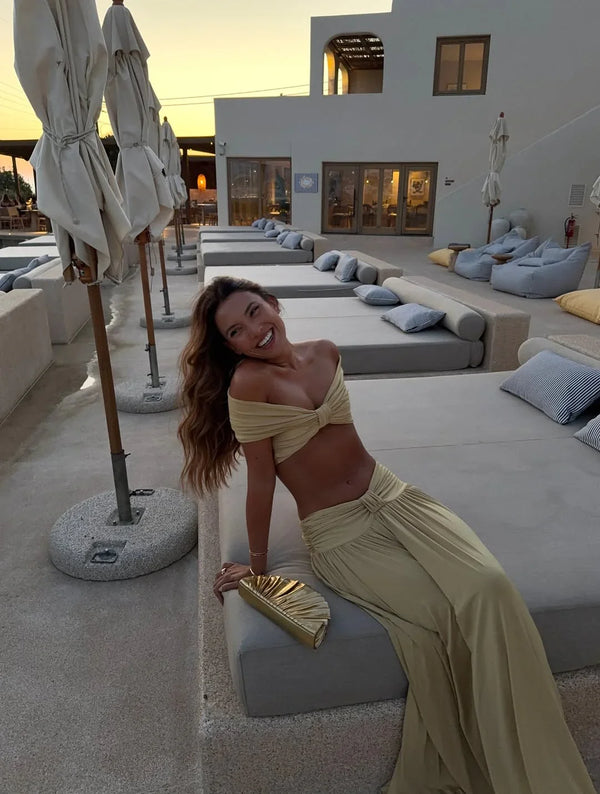 Léonie Off-Shoulder Ruched Maxi Set
