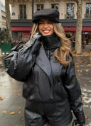 Danièle Oversized Faux Leather Biker Jacket