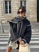 Riley | Women's Embroidered Buttoned Coat with Scarf