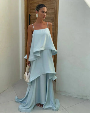 Anaïs Tiered Ruffle Satin Maxi Dress